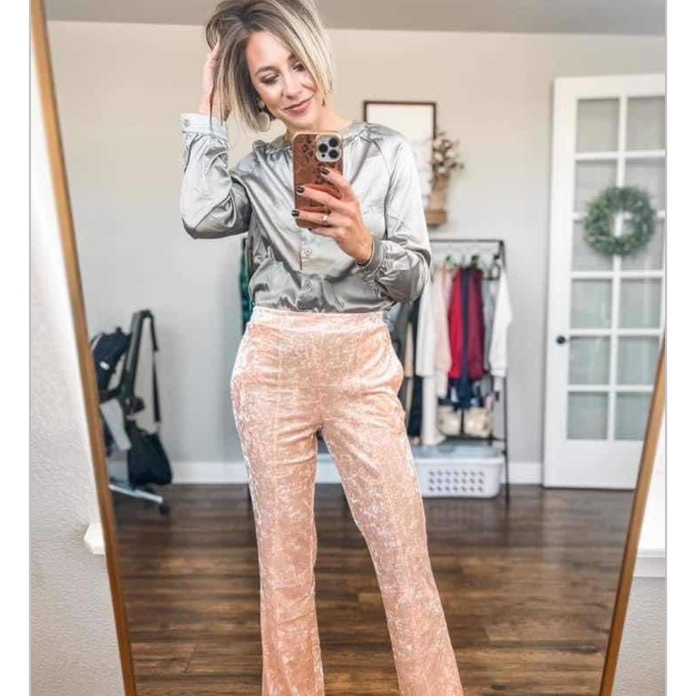 LuLaRoe Adele Velvet Pants In Light Pink Size L